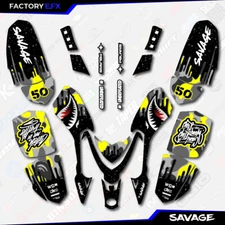 Gray & Yellow Savage Camo Racing Graphics kit fits Polaris Outlaw 50 ATV 07-14