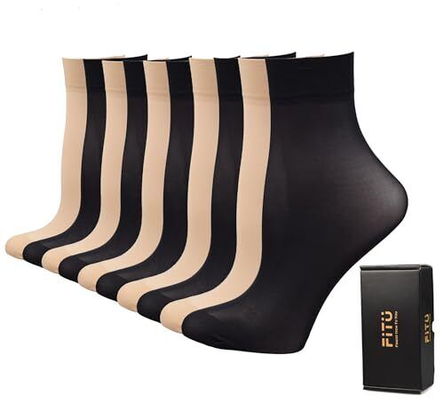 Damen transparente Socken Nylon knöchelhohe Strumpfhosen Socken 10 Paar 5 beige + 5... - Bild 3 von 9