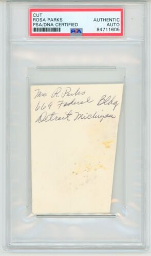 Rosa Parks ~ Podpisana koperta wycięta z autografem ~ DNA PSA w obudowie - Zdjęcie 1 z 3