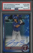 2022 Bowman Chrome HTA Choice Blue Refractor Jojo Blackmon RC AUTO /150 PSA 10