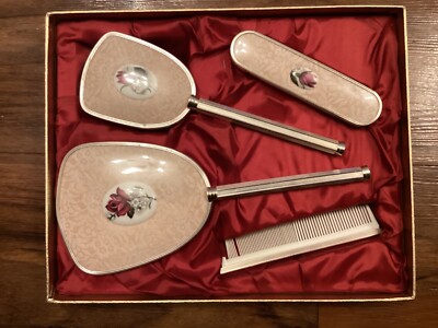 Vintage Lissco Schminktisch Set - 4-teilig (Kamm, Spiegel und 2 Bürsten) verpackt