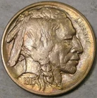 1913 S BUFFALO INDIAN HEAD NICKEL GORGEOUS RAINBOW TONER FULL HORN SCARCE TYPE 2