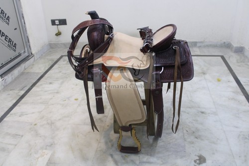 WESTERN LEATHER SADDLE BARREL RACING HORSE TACK SET SIZE 10 TO 20 SEAT Free Ship