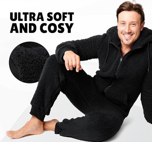 CityComfort Adult I0nesie - Men Teenagers Cosy Nightwear Hooded Fluffy Fleece M. - Picture 3 of 5