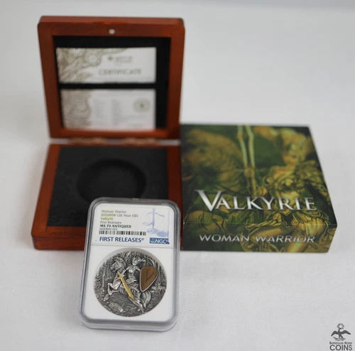 2020 Niue VALKYRIE Woman Warrior .999 Silver 2oz Coin NGC MS70 ANTIQUED w/OGP