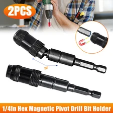 2Pcs Steel Impact Pivoting Bit Tip Holder 1/4in Hex Shank Swivel Drill Bit Set