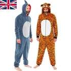 Mens Adults Shark Tiger 1Onesie Onesey Fleece Hood Jumpsuit Novelty Lounge Gamer