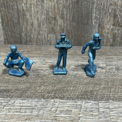 3 Vintage Marx  Air Force Figures Playset Marx 45mm Metallic Blue Strategic