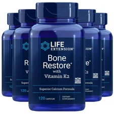 Bone Restore with Vitamin K2 (MK-7) 200mcg 5X120 Caps Life Extension