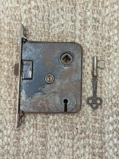 Antique Interior Mortise Lock Door Hardware #14 C With Key