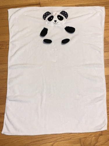 HTF Baby Boom White Black Crinkle Squeak Panda Blanket/Lovey