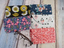 Eye Glasses padded case in floral and geo prints, snap closure handmade