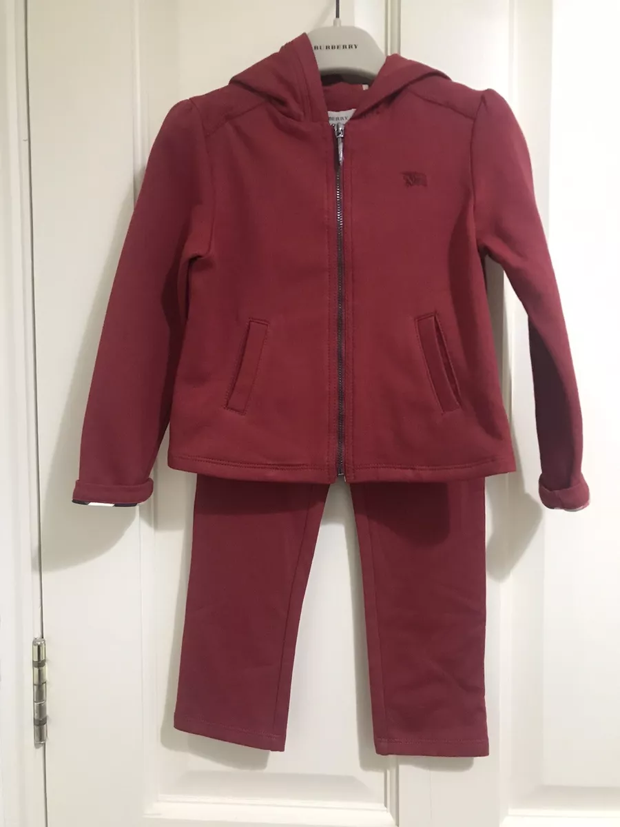 BNWT GENUINE BURBERRY GIRLS RED TRACKSUIT NOVACHECK TRIM 6Y RRP 195