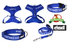 ASSISTANCE DOG Collar or Harness or Lead Padded Waterproof Non Pull XS S M L