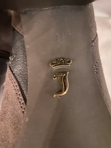 JUICY COUTURE Brown Leather Suede Stacked Boot Heel Women’s Size 10 - 第 5/8 張圖片