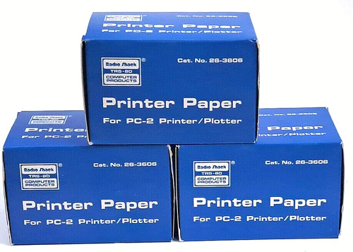 RADIO SHACK PRINTER PAPER PC-2 PRINTER/PLOTTER  CAT NO. 26-3606 **LOT OF 3**