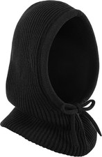 Winter Balaclava Hat for Men Women,Windproof Blend Hooded Scarf Black