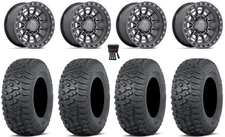 Fuel Cycle 15" Wheels Gunmetal +10mm 30" Terra Hook Tires Kawasaki Teryx Mule