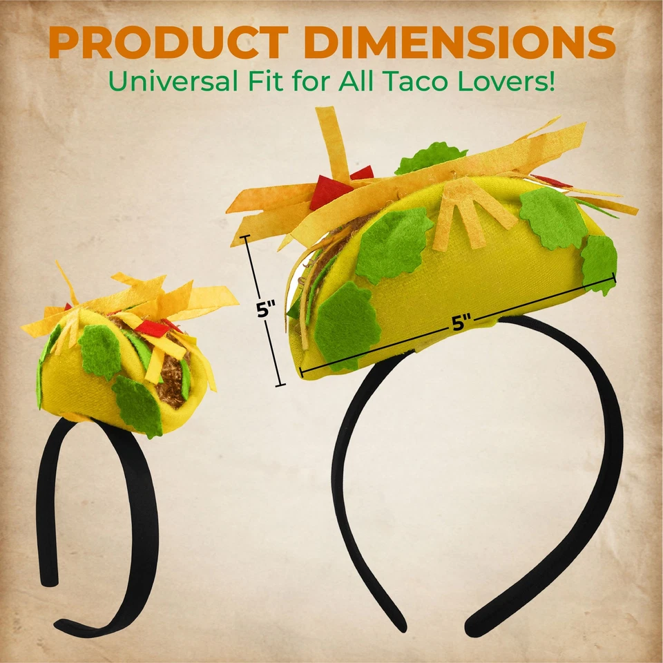 Взрослый Jumbo тако шляпа мини тако обруч для волос пары друзей костюм аксессуар набор - Изображение 3 из 4