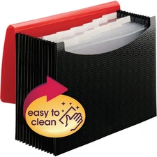 Smead SMD70866 Wave Pattern Poly 12-Pocket Expanding File Red Black