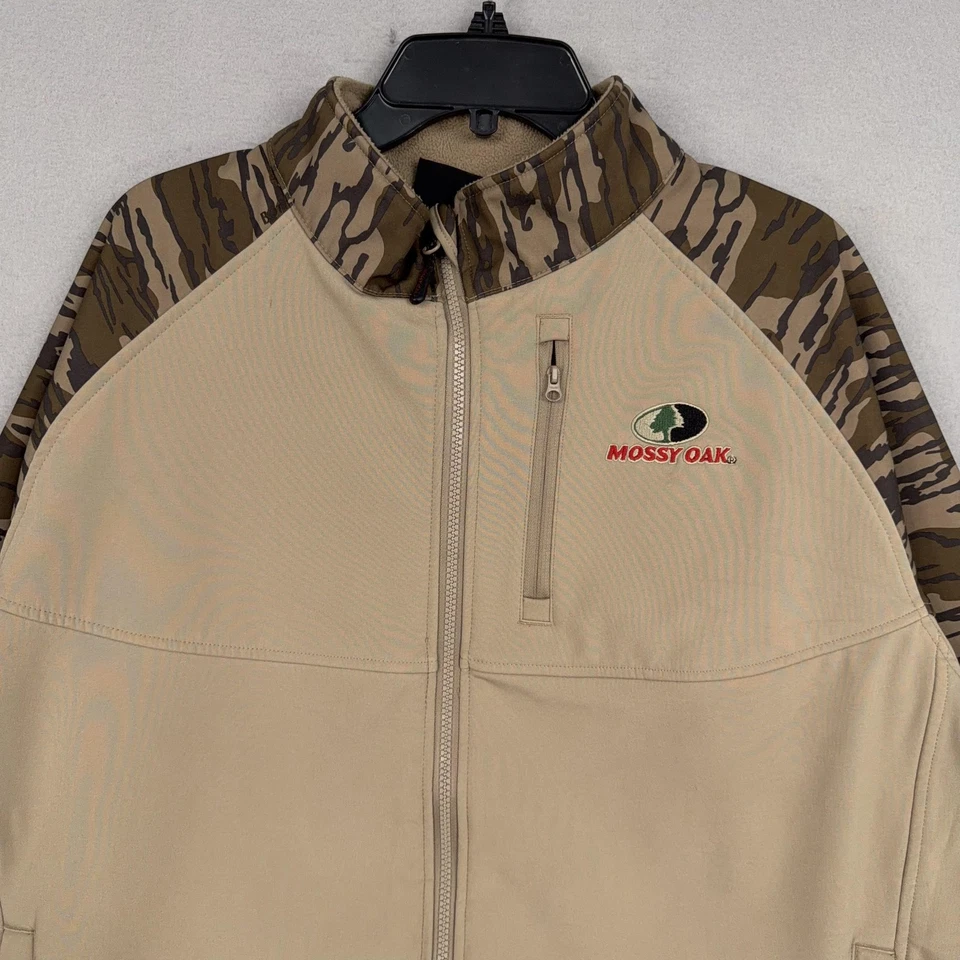 Chaqueta Mossy Oak Para Hombres 2XL Beige Mangas Camufladas Cremallera Completa Forrada de Vellón Caza Foto 2 de 4