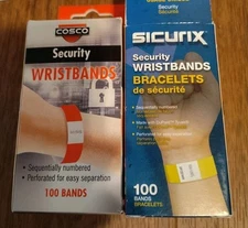 Securix Security Wristbands 100 Yellow Sequentially Numbered Cosco Red 100