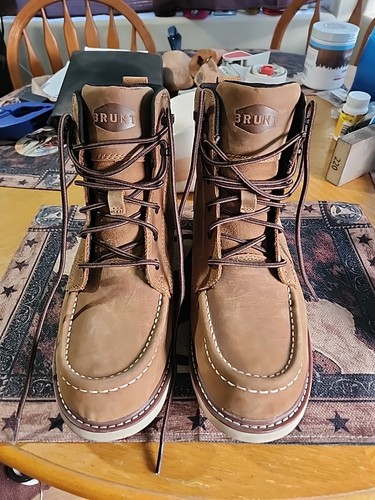 BRUNT MEN'S THE MARIN 6” SOFT TOE ASTM WORK BOOT BROWN LEATHER.. SZ 10