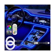 Interior Car LED Strip Lights, RGB USB Ambient Lighting with Fiber Optic, EL ...