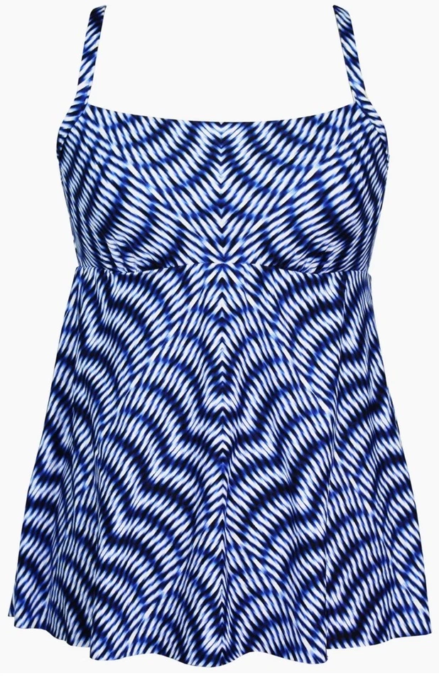 MIRACLESUIT Size 14 Hypnotique Kami Tankini Top Blue White Swimwear Slimming NEW - Image 3 of 4