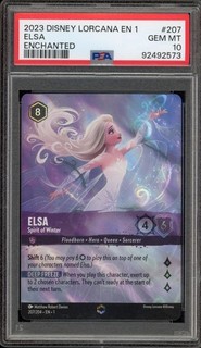 Disney Lorcana Elsa Espíritu del Invierno Primer Capítulo Encantado #207 PSA 10