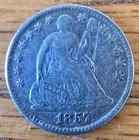 1857 Seated Liberty Half Dime, 1.12g Silver (0.900), Krause #A62.2