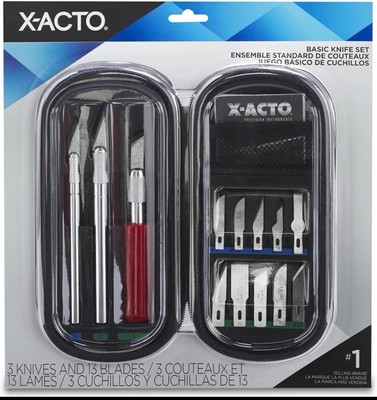 X-ACTO Compression Basic Knife Set, 3 Knives, 13 Blades, Carry Case, 17 Pcs NIB