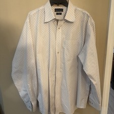 NEW Paul Fredrick Non Iron Two Ply Cotton 17 1/2 X 36 Shirt With Contrast Trim
