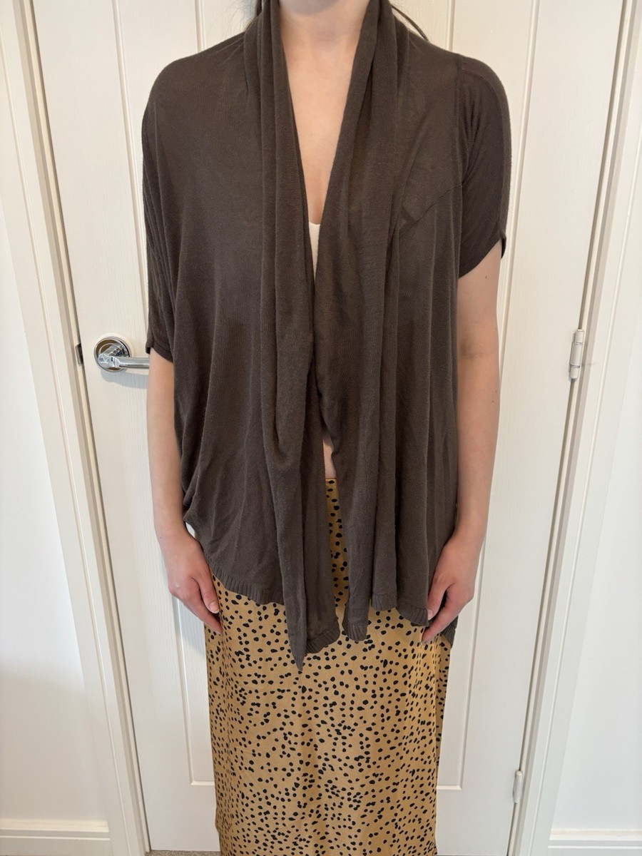 LADIES (SIGNATURE) NEXT BROWN FINE KNIT TIE FRONT KIMONO