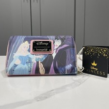 New Loungefly Disney Sleeping Beauty Princess Scene Zip Around Wallet