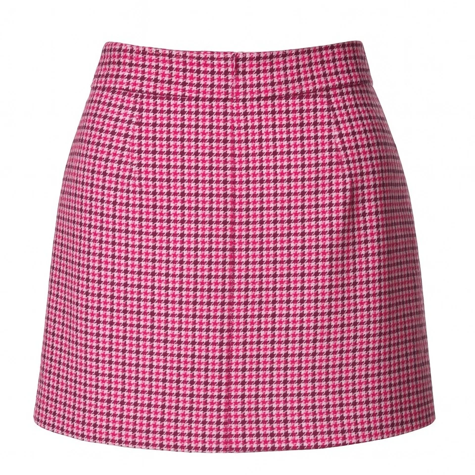 Minifalda J Crew rosa pata de gallo mezcla de lana para mujer talla 2 carrera informal Foto 2 de 4