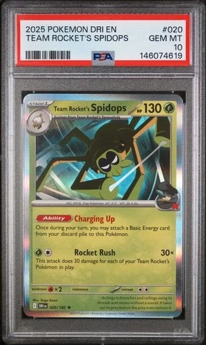 PSA 10 GEM MINT 2025 POKEMON Team Rocket's Spidops 020/182 Destined Rivals