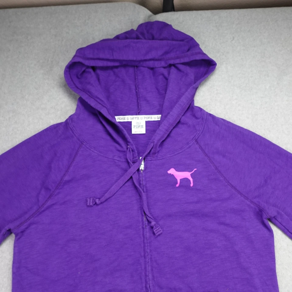 Sudadera con Capucha ROSA Victorias Secret Para Mujer Grande Púrpura Cremallera Completa Love Rosa Logo para Perro Foto 2 de 4