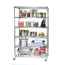 Ultradurable 6-Tier Commercial NSF Certified Steel Wire Shelving System in Zinc 