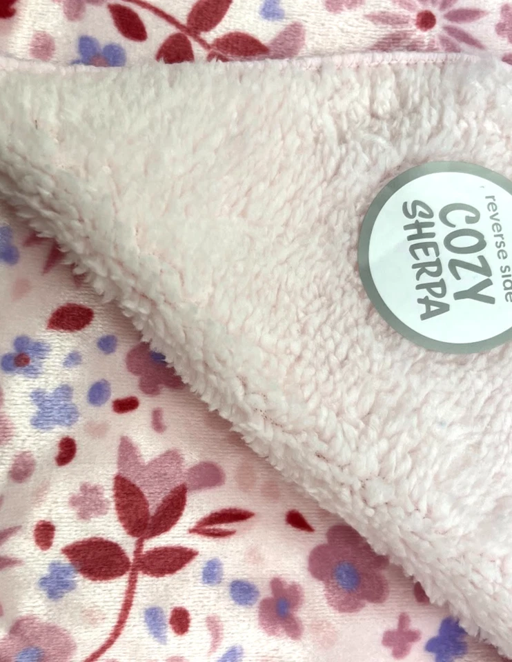 Manta Flor Rosa René Rofe Bebé Niña Peluche Sherpa Bon Bebe Púrpura Nueva con Etiquetas Foto 2 de 4