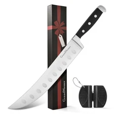 Butcher Knife, 10″ Cimeter Breaking Knife for Meat Cutting, Forged High Ca