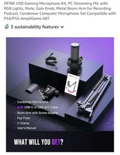 FIFINE Gaming  Streaming A8T Condenser Microphone AMPLIGAME - Black - New