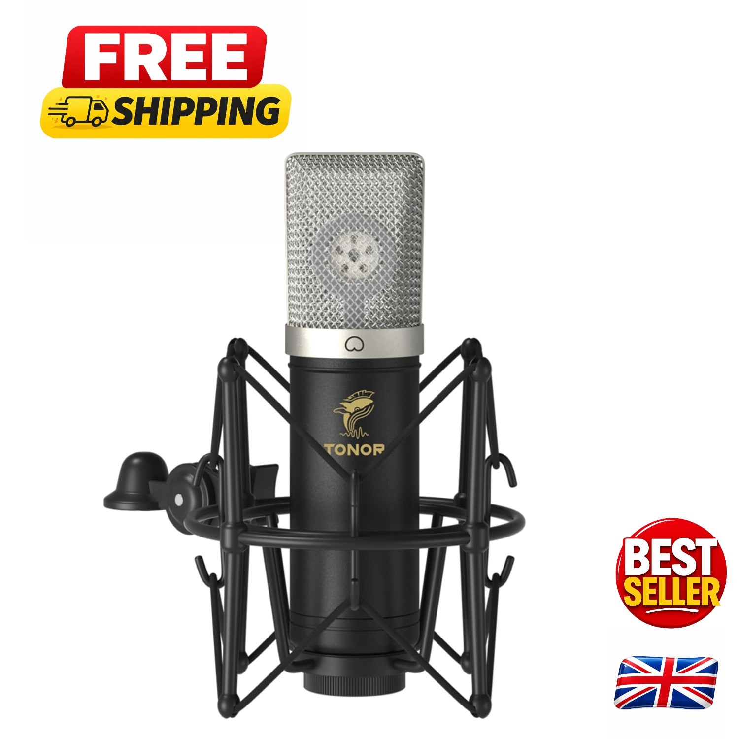 High-Performance USB Microphone with Extended Boom Arm - Game & Podcast Ready
