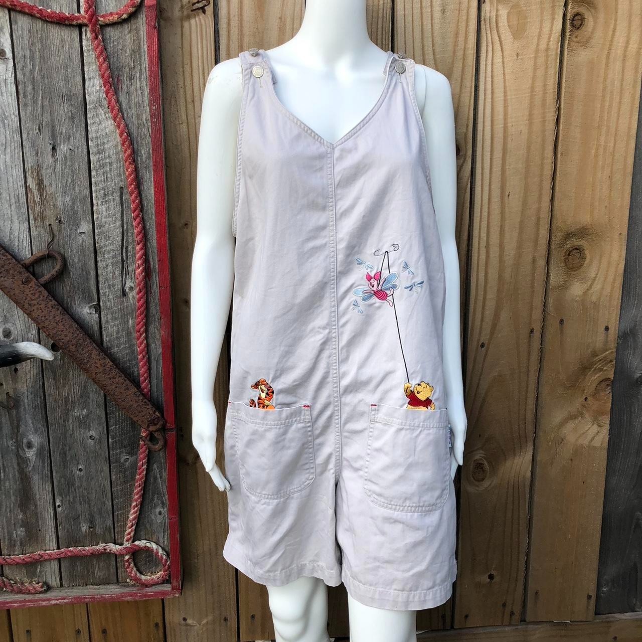 Vtg Disney Winnie the Pooh Embroidered Denim Shortalls Women's Size M