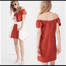 Madewell Texture & Thread Off-the-Shoulder Mini Dress Size Small Spiced Rose