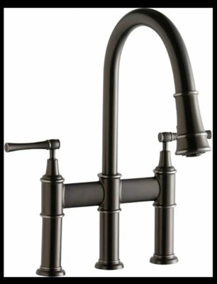 Elkay Explore Antique Oil Bronze Steel 2 Bridge 3 hole LKEC2037AS Kitchen Faucet