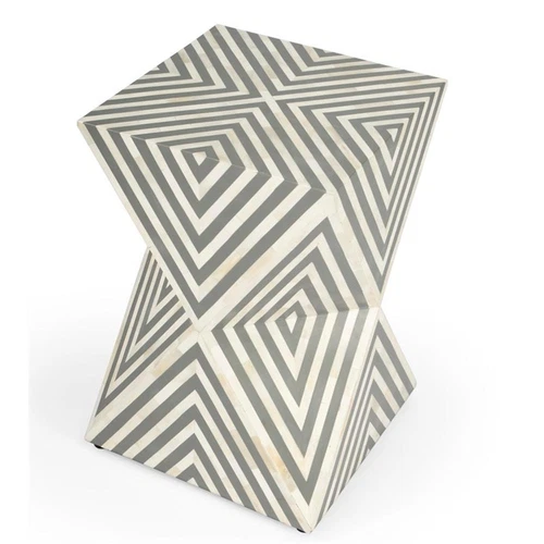 Butler Anais White And Grey Bone Inlay End Table - Picture 11 of 11