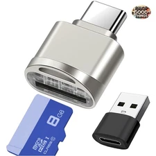 Micro SD Card Reader - USB C OTG with Adapter for Fast Transfers