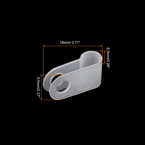 R-Type Cable Clip Wire Clamp, 5.3mm 0.21 Inch Nylon Clips White Black 200Pcs - Afbeelding 2 van 5