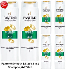 Pantene Smooth & Sleek 3 in 1 Shampoo, 6x250ml 13.40 per litre